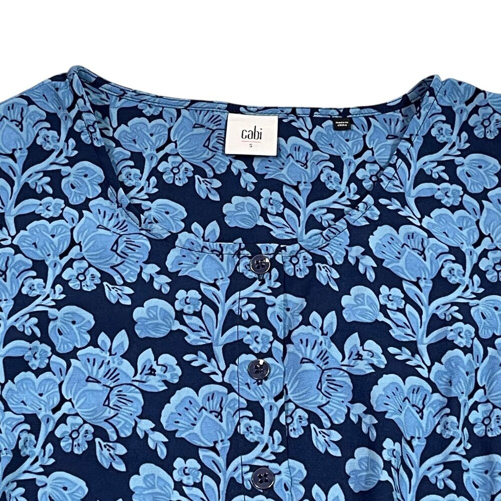 Cabi Floral Java Dress Blue Drawstring Waist Size… - image 6